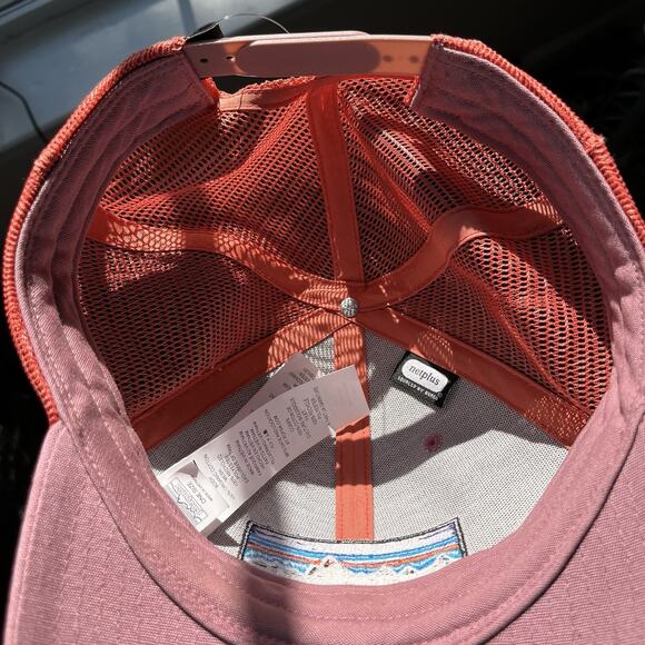 Patagonia P-6 Mesh Trucker Hat Adjustable Snapback Orange Pink Cap Patch Logo - Picture 7 of 11